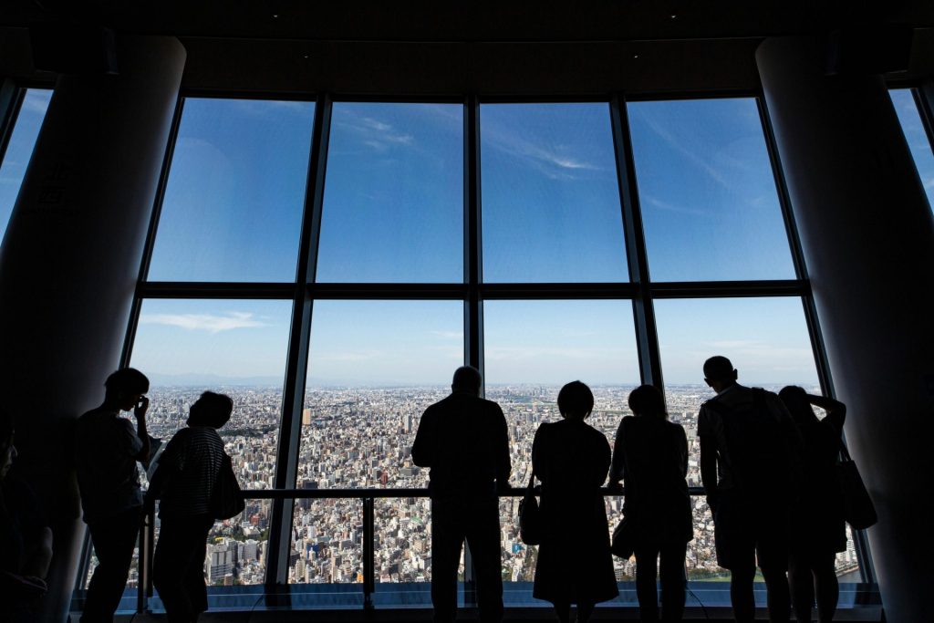 silhouette photography of people in building